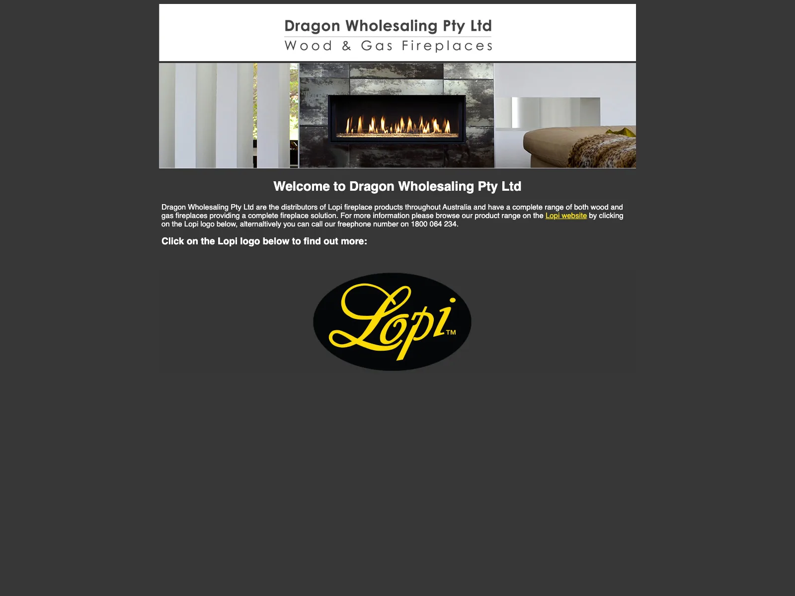 The old wholesaler website, a single sparse page