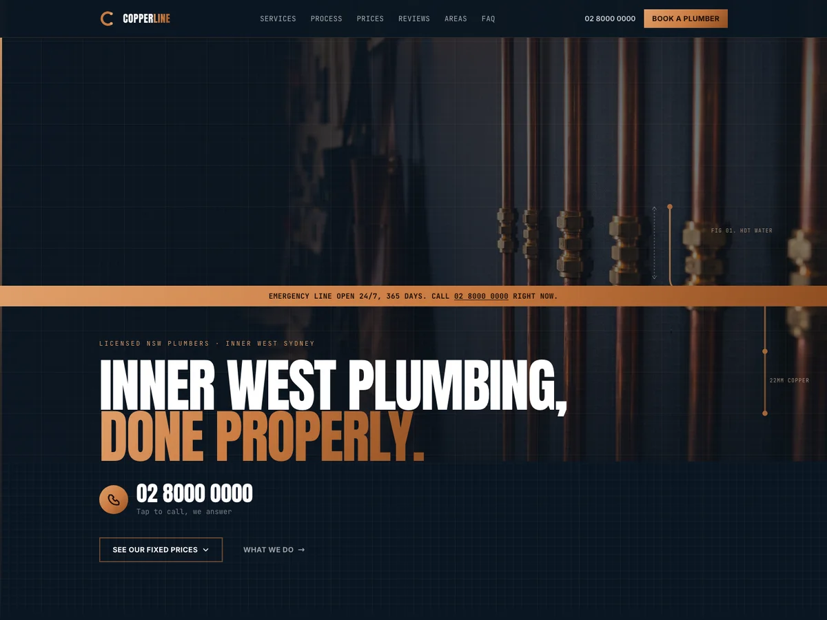 Plumber concept website design by Dynamo Wheel